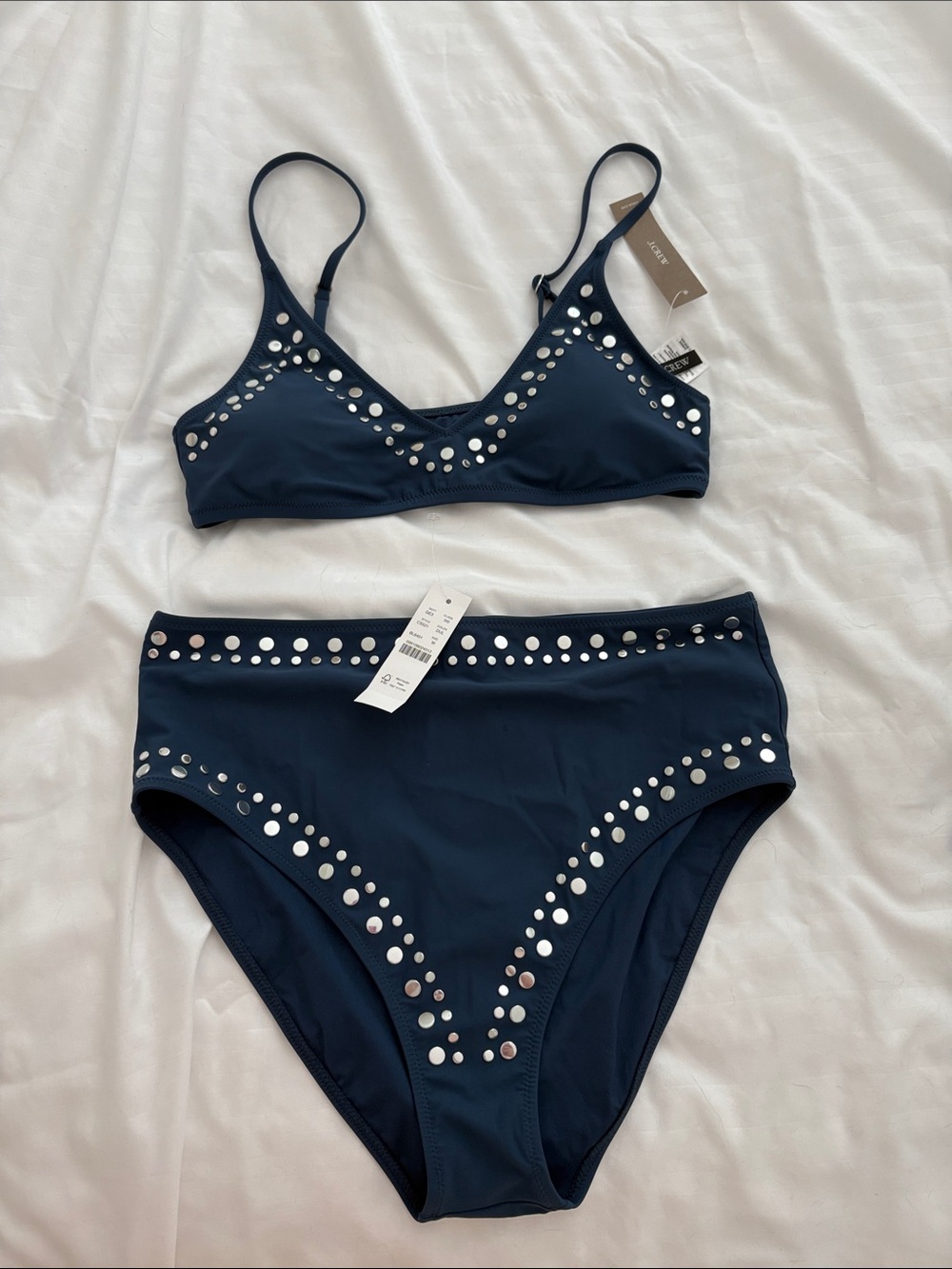 J. Crew Navy Studded High-Waist Bikini